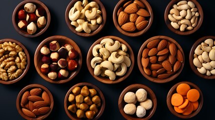 A composition of assorted nuts on a plain background, ideal for health-related concepts.