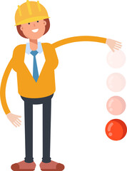 Woman Engineer Character Throwing Ball
