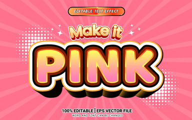 3d Pink women kids fun text effect design