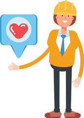 Woman Engineer Character and Heart Message
