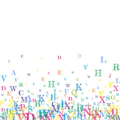 Scattered letters of latin alphabet. Colorful