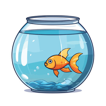 Empty cartoon fishbowl icon. Clipart image isolated
