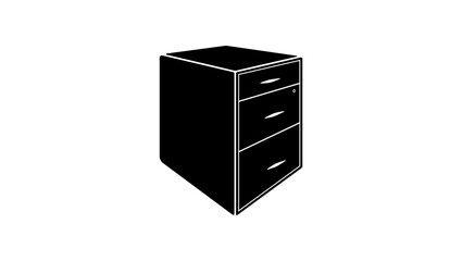 Vertical File Cabinet with Pencil Drawer,  black isolated silhouette
