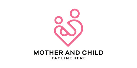 mother and child logo design, love logo design, logo design template, creative idea symbol.