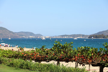 View to sea beach in Yalong Bay of Hainan island, chinese resort