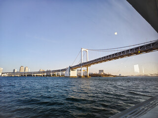 東京クルーズ船から見るレインボーブリッジ