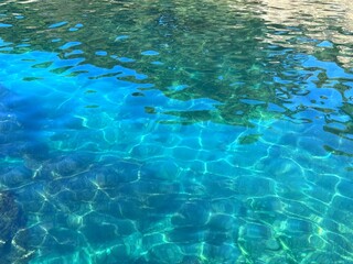 Blue sea transparent water on the beach.