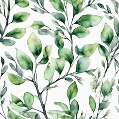A green leafy pattern is painted on a white background. The leaves are painted in a way that they look like they are growing out of the white background. Scene is calm and peaceful
