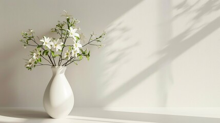 White Flower Vase with Sun Shade Shadow Pattern