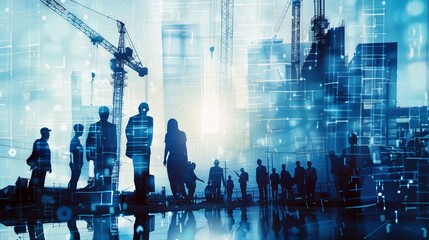 Business People Stand Together Amidst Industrial Construction