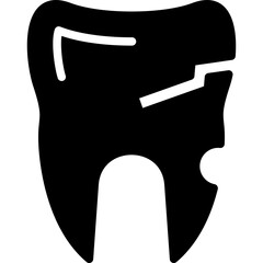 Broken Tooth Vector Glyph Icon