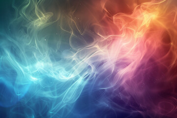 Fototapeta premium Colorful smoke-like patterns swirling on a dark background.