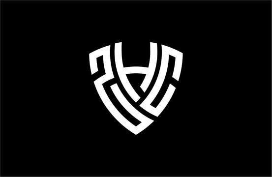 ZHC creative letter shield logo design vector icon illustration