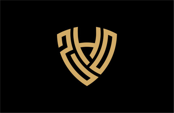 ZHO creative letter shield logo design vector icon illustration