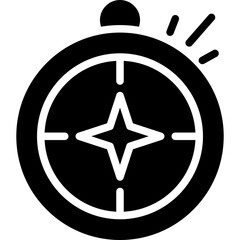 Compass Vector Glyph Icon - obrazy, fototapety, plakaty