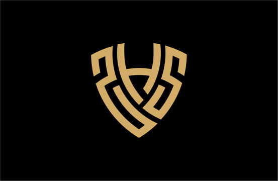 ZHS creative letter shield logo design vector icon illustration