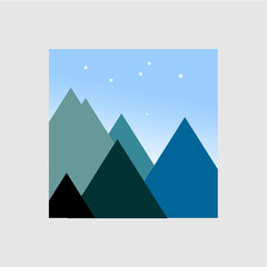 illustration of a mountain on a clear night