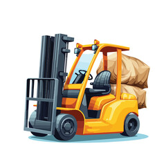 Forklift with big bag. Vector image isolated on white