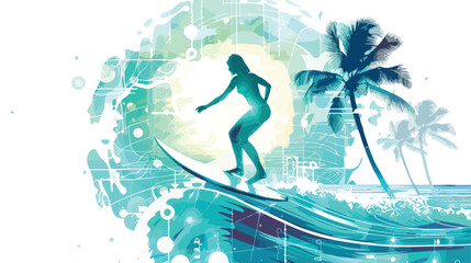 Biometric access surfing spots white background isolated