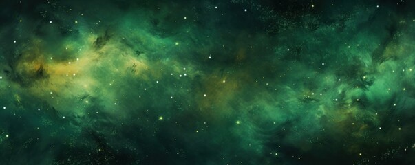 Green nebula background with stars and sand