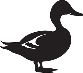 Duck Silhouette Vector Illustration White Background