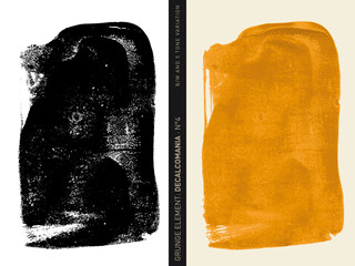 Grunge element: Decalcomania Set N°4 (rolled paint in black and white and global colors separated in 5 orange tones)