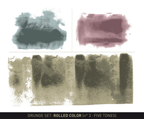 Grunge set: Rolled color N°3 (Dry brayer in global color s (5 tones), vectorized) - obrazy, fototapety, plakaty