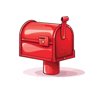 Full red mailbox icon. Vector illustration isolated