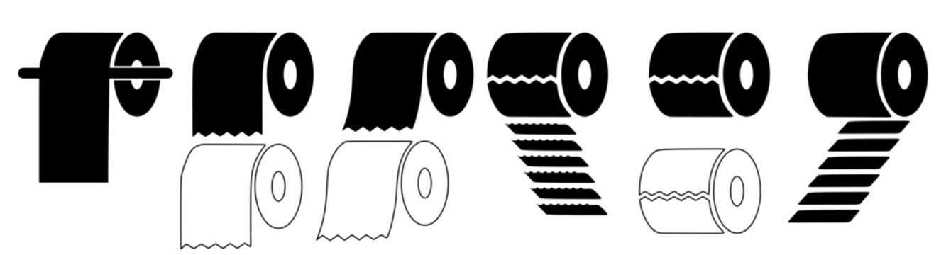 Toilet tissue paper roll flat vector icon for apps and websites