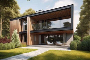 Modern pprivate house in contemporary architectural style.