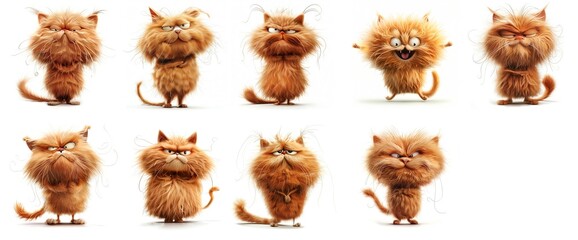 Collection of different cats emoji set, on white background. Stickers