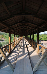 Bayramoren Bridge, located in Cankiri, Turkey, was built in the 19th century. Made with wood and tile.
