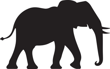 Elephant Silhouette Vector Illustration White Background
