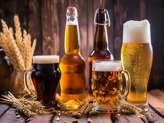 Rolgordijnen Assorted Beers and Ales Display with Wheat © pavlofox