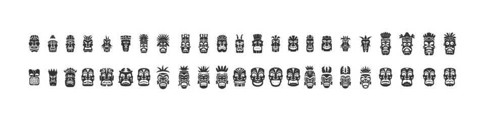 Tiki masks icon set. Vector illustration design.