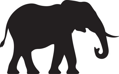 Elephant Silhouette Vector Illustration White Background