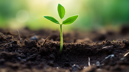 Saplings Thriving as They Grow from Sunlit Soil Nurturing Nature's Vitality