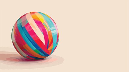 Colorful Retro Vector Beach Ball Isolated on White B