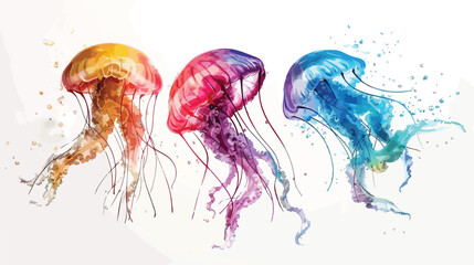 cute and vibrant jellyfish vector art white background