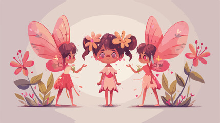 cute little fairy character vector illustration desi - obrazy, fototapety, plakaty