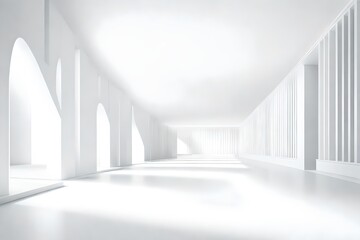 3d white corridor