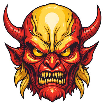 devil head with horn design colorful concept