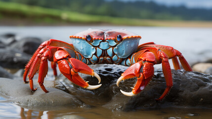 Close-Up Portrait of a Stunning Crab: Detailed Aquatic Photography