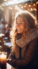 Close-Up Portrait of a Beautiful Girl Smiling Bathed in Sunlight