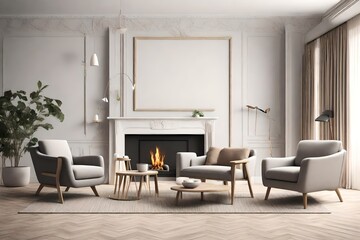 modern living room with fireplace 