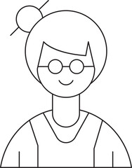 Woman Character Thin Line Avatar