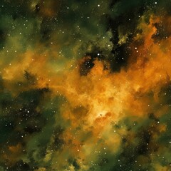 Olive nebula background with stars and sand