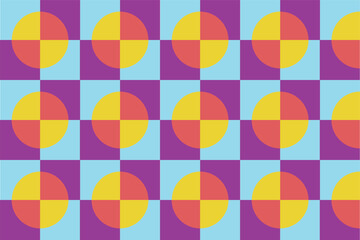 Tile pattern design: colorful circle in the striped square background