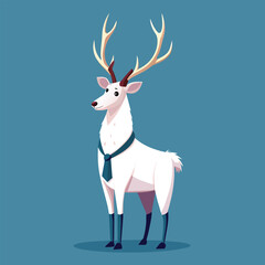 A white reindeer standing Vector illustration