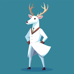 A white reindeer standing Vector illustration